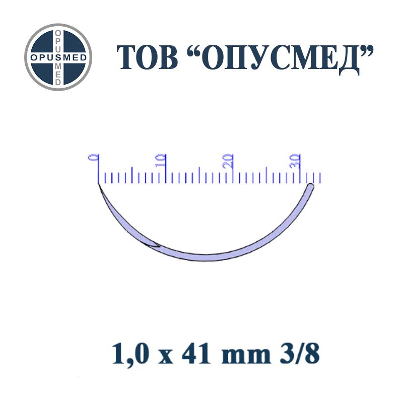 Голка хірургічна з пружинним вушком, ріжуча, 41мм, 1,0мм, 3/8, стерильна, OPUSMED